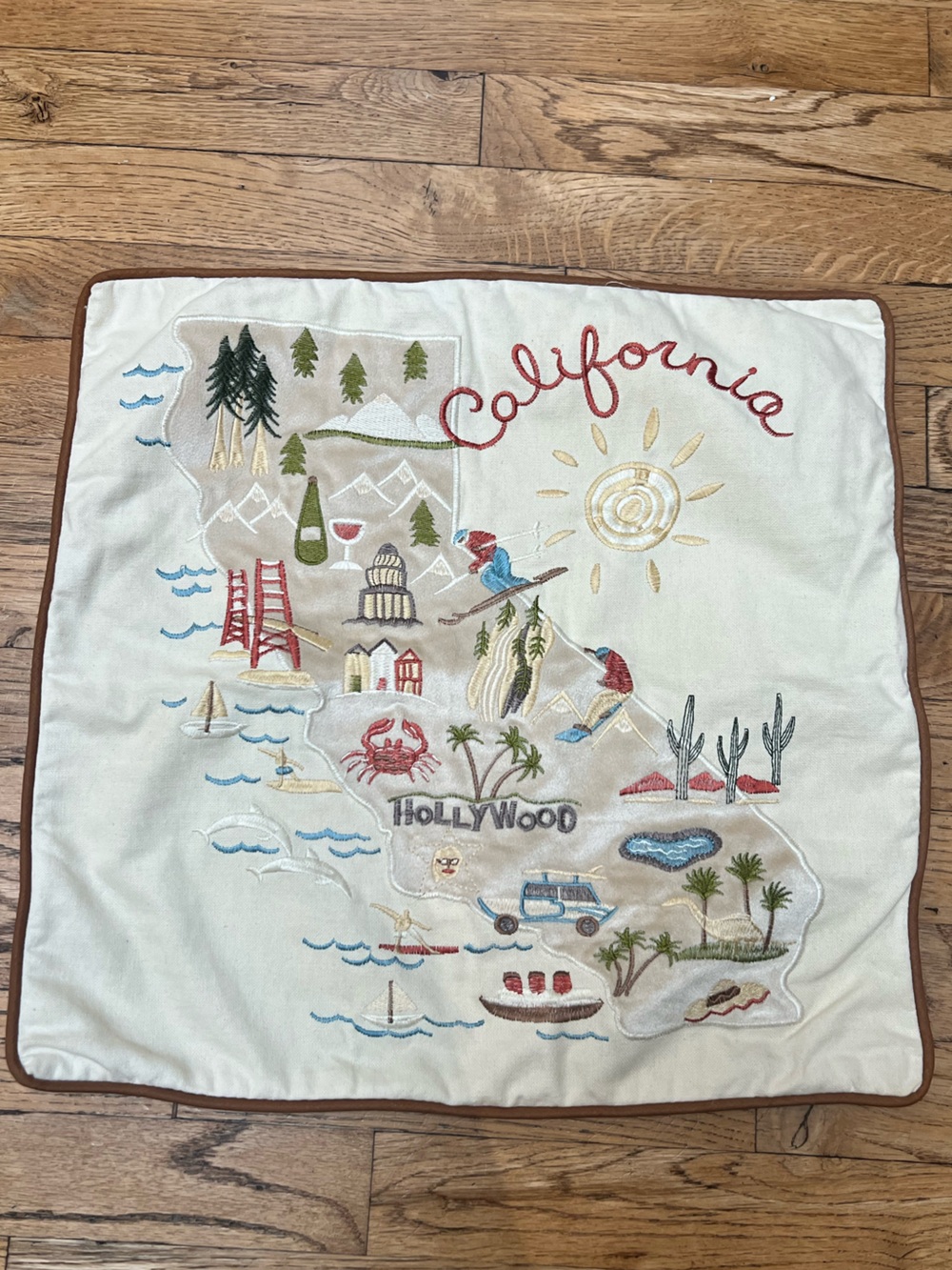 California Map pillowcase, neutral colors
